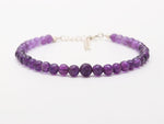 Load image into Gallery viewer, Pretty Amethyst Round Beads Bracelet, Purple Amethyst Beads Bracelet, February Birthstone Gift For Her, 925 Silver Bracelet For Her 4-4.5 MM