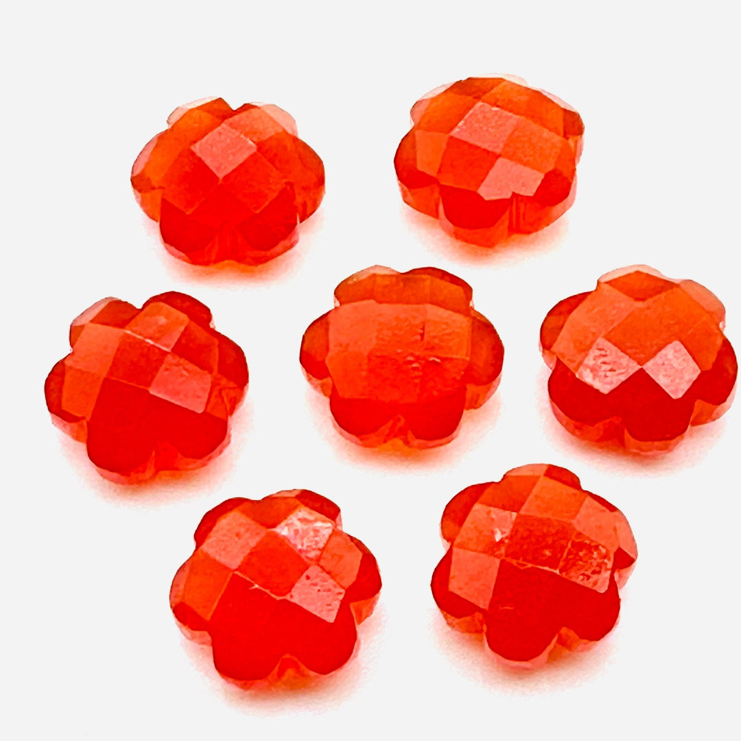 2,3,4,5 Pcs Natural Carnelian Hand Carved Flower Shape, Carved Flower Shape Gemstone For Jewlery, Flower Shape Gemstone, 10 mm