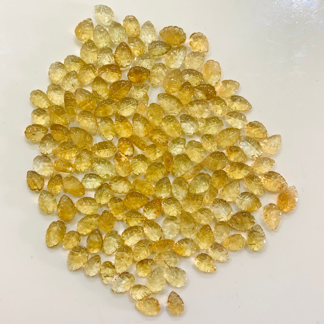 AAA Citrine Leaf Briolettes: Carved Gemstone for Jewelry (7x5 10x7 mm)