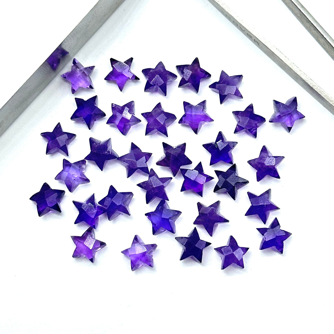Natural Amethyst Faceted Stars Shape Briolettes, 8 MM Purple Amethyst Star Shape Beads For Jewelry Making, Mini Gemstone Star Charms Beads