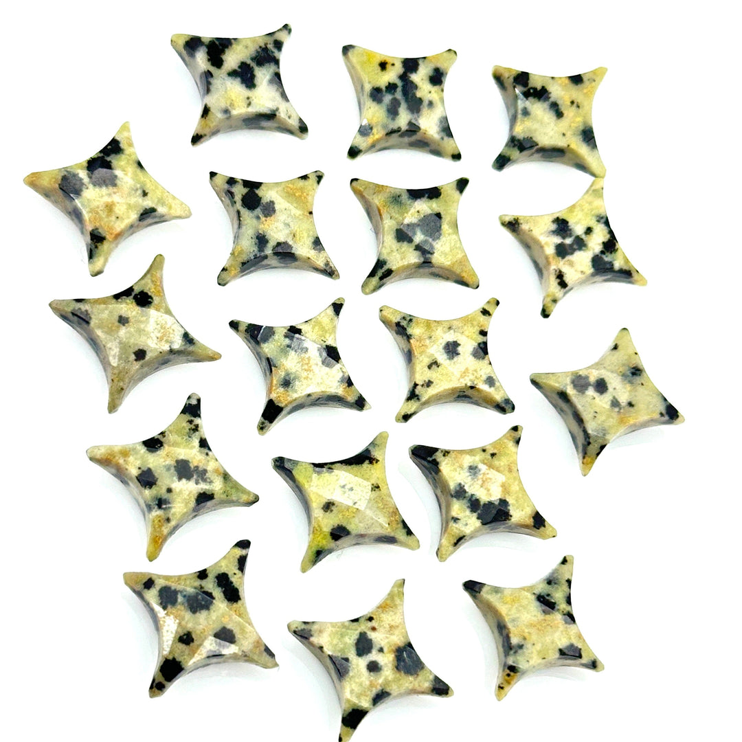 Dalmation Jasper Ninja Star Shape Carving Beads, Fancy Star Shape Gemstone Beads, 11X15 MM Jewelry Making Star Shape Briolettes Loose Beads