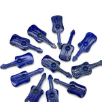 Load image into Gallery viewer, Little Lapis Lazuli Guitar Shape Beads, Natural Lapis Guitar Shape Hand Carved Gemstone, 26 MM, Miniature Guitar Gemstone, Tiny Charms