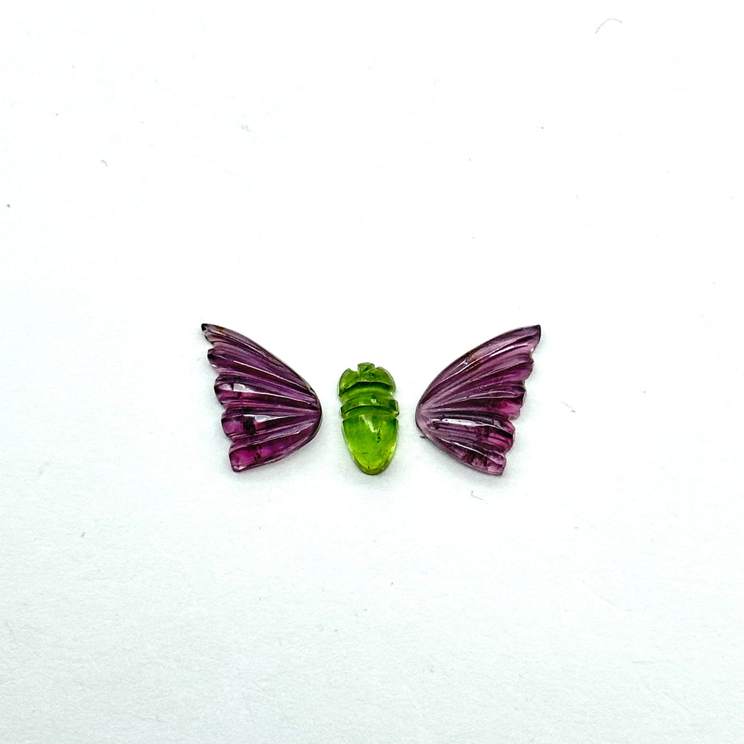 natural tourmaline Butterfly Shape Carving, Hand carved tourmaline Butterfly loose carving, carved butterfly  jewelry Making 22x11mm.