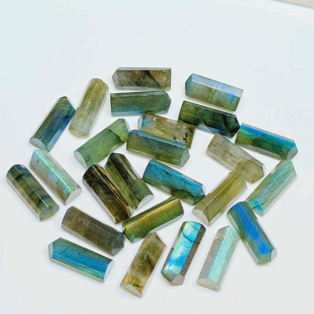Natural Faceted Labradorite Pencil Gemstone: Jewelry Making (15X6 mm)