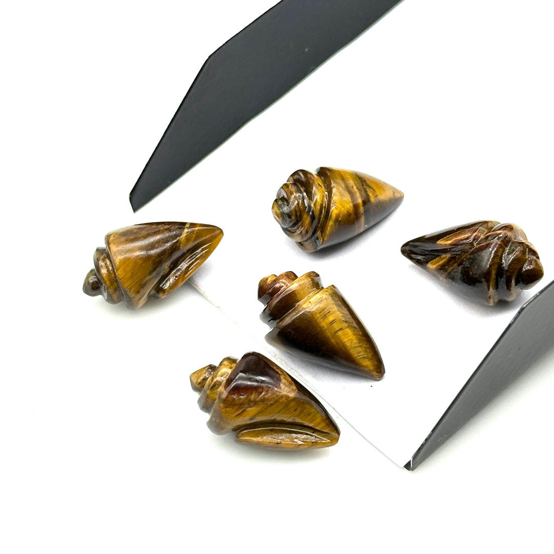 Natural Tiger Eye Conch/Snail Shell Shape Carving, Brown Tiger Eye Hand Carved Shell Shape Gemstone Bead, 18X10 mm Healing Stone Loose Shell