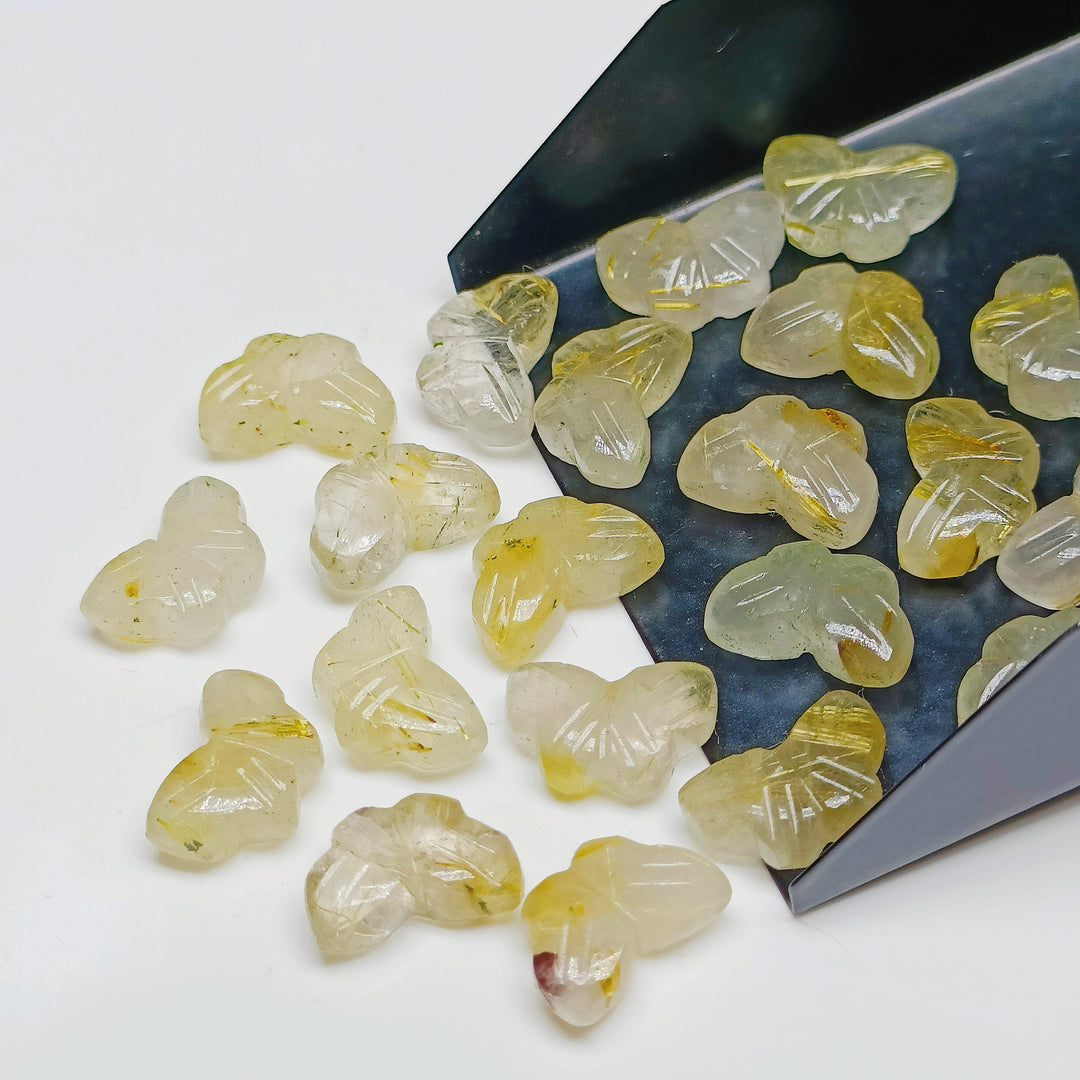 2,3,4,5,6 100% Natural Golden rutile Butterfly Shape Carving, Hand carved Butterfly shape Gemstone, carved Gemstone jewellery Making,12X7 mm