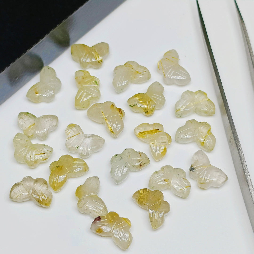 2,3,4,5,6 100% Natural Golden rutile Butterfly Shape Carving, Hand carved Butterfly shape Gemstone, carved Gemstone jewellery Making,12X7 mm