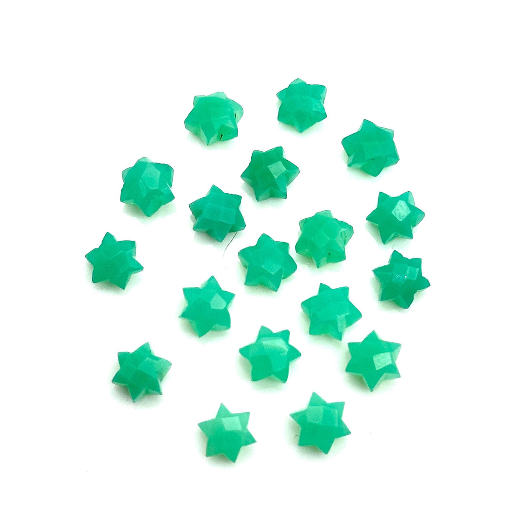 Natural Chrysoprase Little Stars, Green Chrysoprase Star Shape Beads, 6 MM Star Shape Gemstone for Jewelry, 6 Sides Carving Star Beads