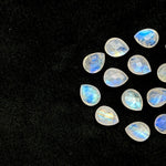 Load image into Gallery viewer, AAA+ Natural Rainbow Moonstone Faceted Pear Shape Beads, 9X12 MM Flashy Moonstone Briolette's Beads, Matched Pairs, Jewelry Making Beads
