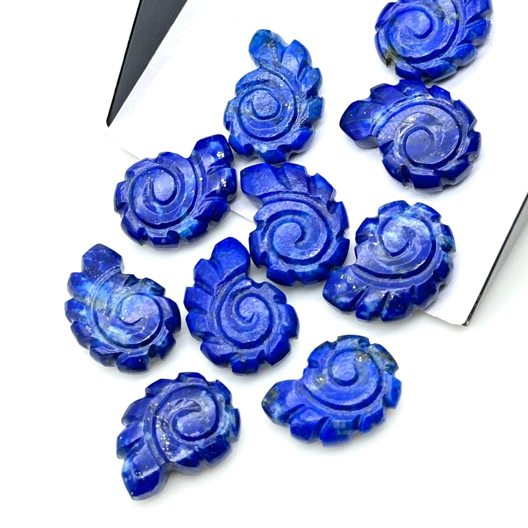 Natural Lapis Lazuli Carved Shell Beads, Hand Carved Snail Shell Shape Gemstone, Seashell Charm, 16 MM Seashell Beads For Jewelry Making