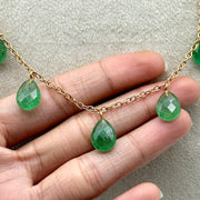 Amazing Green Strawberry Pear Shape Beads Necklace, Drop Chain Necklace, Pear Gemstone Necklace, Faceted Pear Chain Necklace For Women's