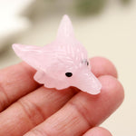 Load image into Gallery viewer, Rose Quartz Fox Head Carving, Pink Quartz Crystal, Home Decor, Reiki Heal Gemstones, Jewelry Making Pendant Beads, Side Drill