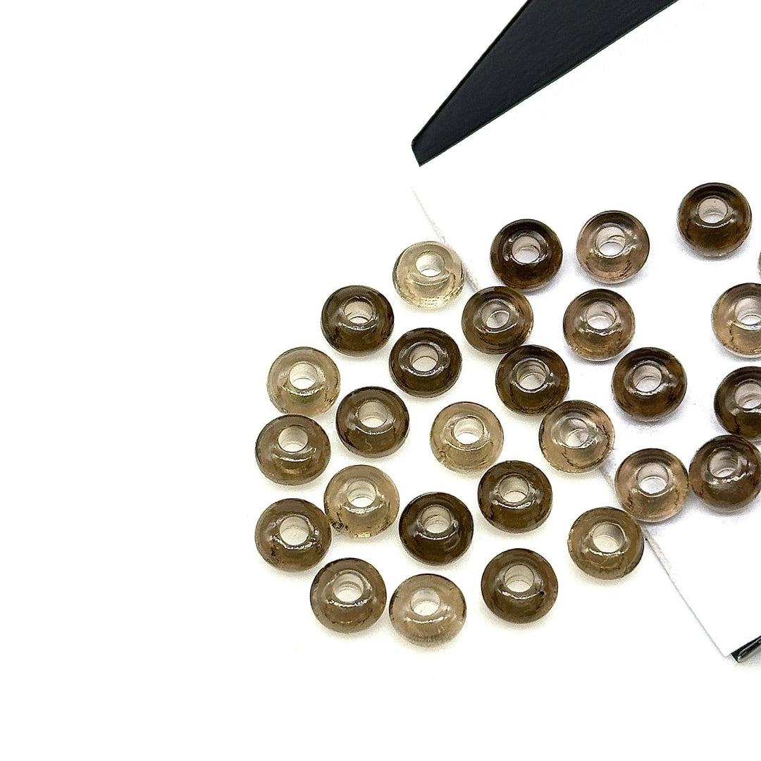 Cute Smokey Quartz Donut Shape Beads, Natural Smokey Quartz Donut Carving Stone, Loose Donut Shape Charm Beads, Energy Healing Stone 6 MM