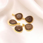 Load image into Gallery viewer, Natural Smoky Quartz Flower Pendant 12mm, 925 Sterling Silver Gold Plated Heart Shape charms
