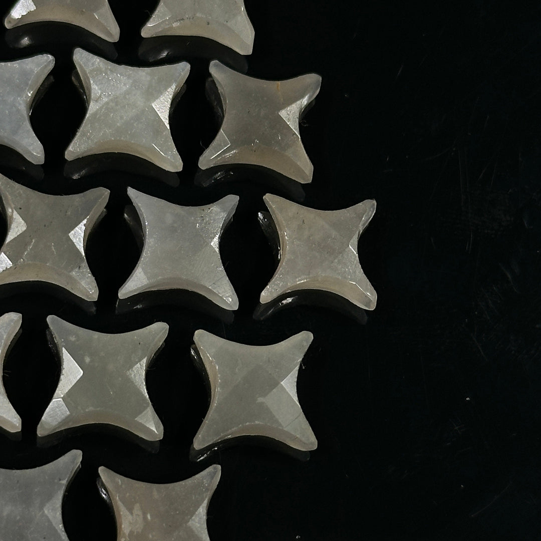 Natural Grey Moonstone Ninja Star Shape Carving Beads, Fancy Star Shape Gemstone Beads, 11X15 MM Jewelry Making Star Shape Briolettes Beads