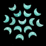 Load image into Gallery viewer, Mini Amazonite Carved Moon Shape Briolette's, Natural Amazonite Faceted Moon Shape Gemstone Beads, Hand Carved Moon Beads, Moon Charms 12 MM