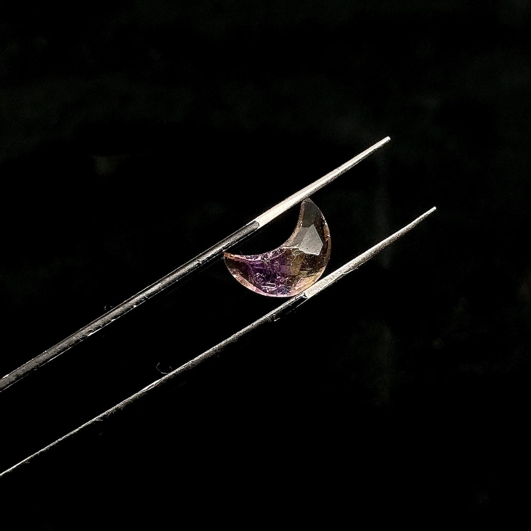 AAA Ametrine Carved Moon Shape Briolette's, Natural Ametrine Moon Shape Gemstone Beads, Ametrine Faceted Hand Carved Moon Shape Charms, 12MM