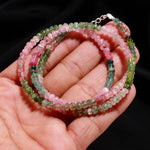 Load image into Gallery viewer, Smooth Tourmaline Beaded Necklace ~ Wedding Necklace for Women's ~ Watermelon Gemstone Beads Jewelry by Agarwalgemscreations
