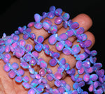Load image into Gallery viewer, Purple Ethiopian Opal Pear Shape Beads, AAA Fire Ethiopian Opal Faceted Pear Beads, Purple Opal Gemstone Beads, 7-9 MM Jewelry Beads