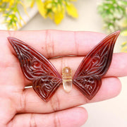 Rare Bio Tourmaline Butterfly Carved Gemstone, Hand Carved Tourmaline Butterfly Shape Cabochon, 49 MM Loose 3 Stones, Flower Carved Wings