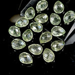 Load image into Gallery viewer, AAA+ Quality Green Amethyst Faceted Pear Shape Beads, 9X12 MM Green Briolette's Beads, Matched Pairs, Jewelry Making Pear Shape Beads