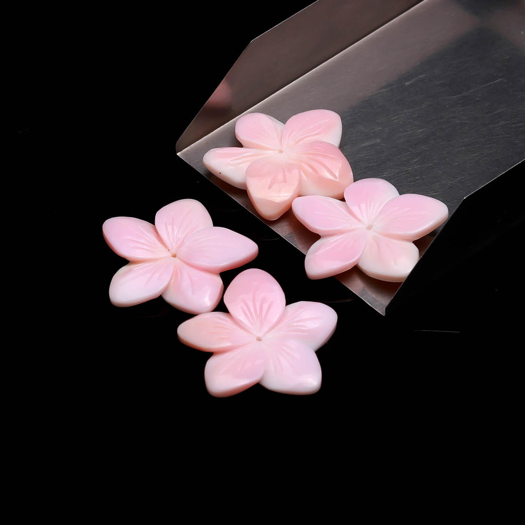 1 Pc Mother of Pearl Flower Shape Carving Beads, AAA Pink Pearl Flower Shape Gemstone, Carved Flowers, 29 MM, Center Drill