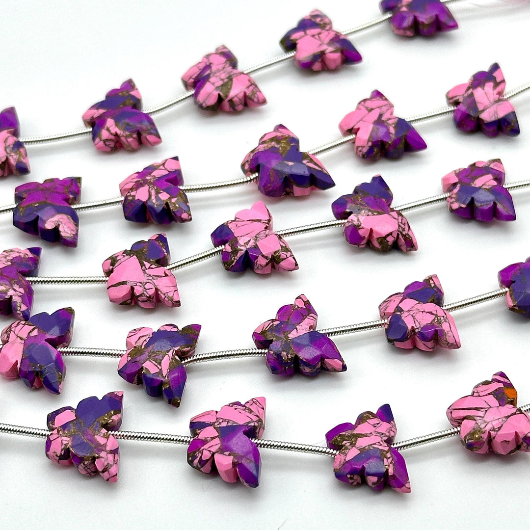 Pink, Purple Mohave Turquoise Butterfly Beads, AAA Turquoise Faceted Butterfly Gemstone Briolette's, Butterfly Charms For Jewelry 14x10 MM