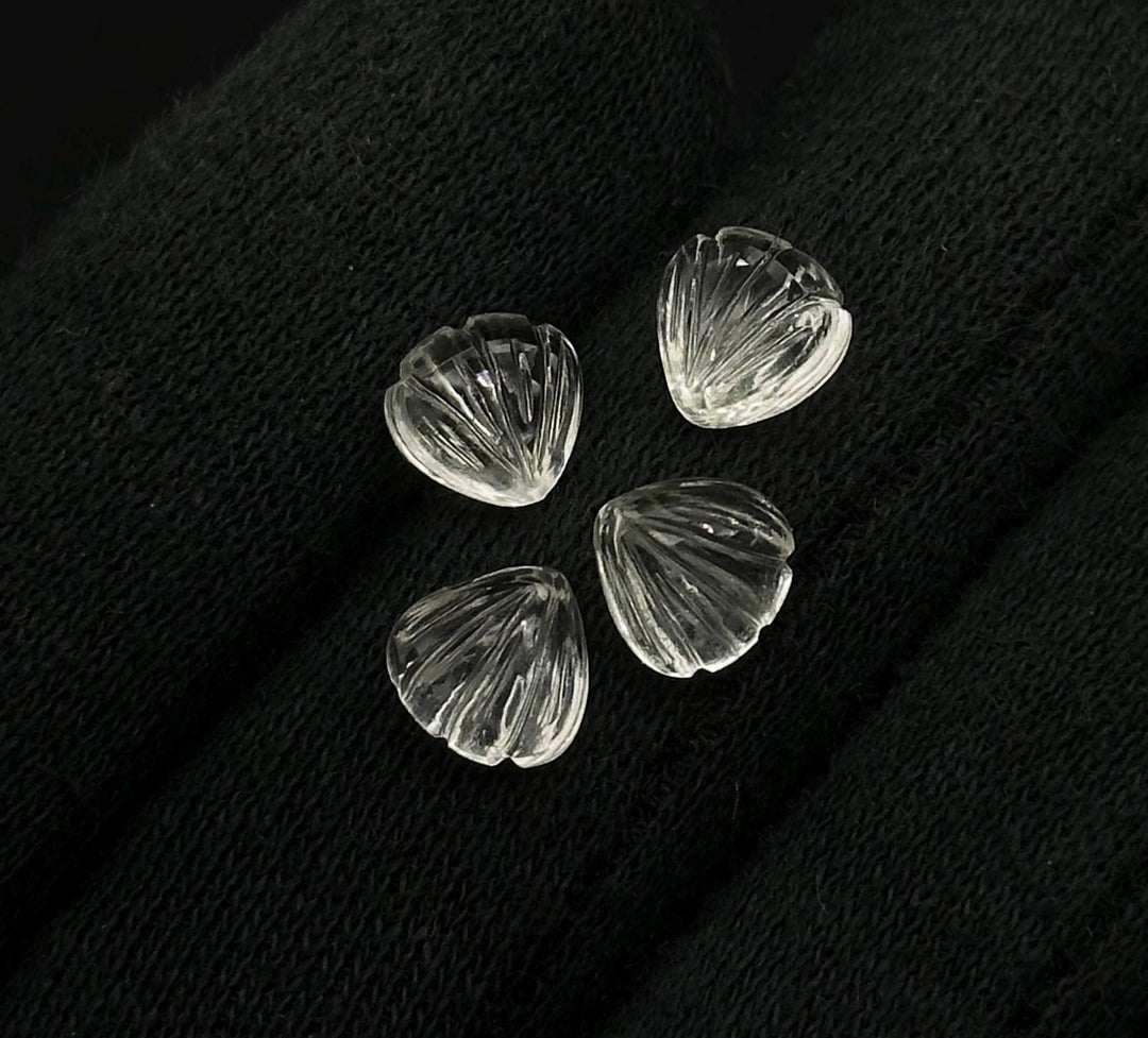 Natural Crystal Quartz Shell Shape Beads, 8 MM Hand Carved Seashells, Tiny Carved Beads, Shell Charms, Jewelry & Craft Making Gemstones