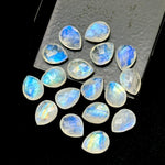 Load image into Gallery viewer, AAA+ Natural Rainbow Moonstone Faceted Pear Shape Beads, 9X12 MM Flashy Moonstone Briolette's Beads, Matched Pairs, Jewelry Making Beads