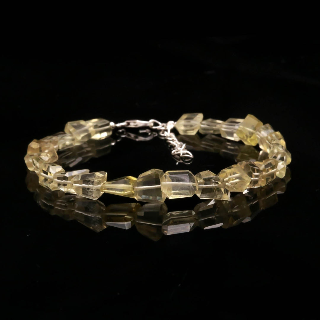 AAA Lemon Quartz Faceted Tumble Beads Bracelet, Lemon Quartz Nuggets Shape Beads Bracelet, Jewelry Gifts, Fancy Jewelry for Girls, 8 MM