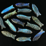 Load image into Gallery viewer, Labradorite Fish Carving: Flashy Handmade Gemstone Briolette for Jewelry (30x10 MM), Natural Crystal Fish Gifts