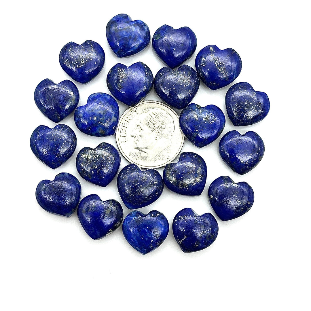 Hand Carved Lapis Lazuli Heart Beads: AAA Quality, 12mm