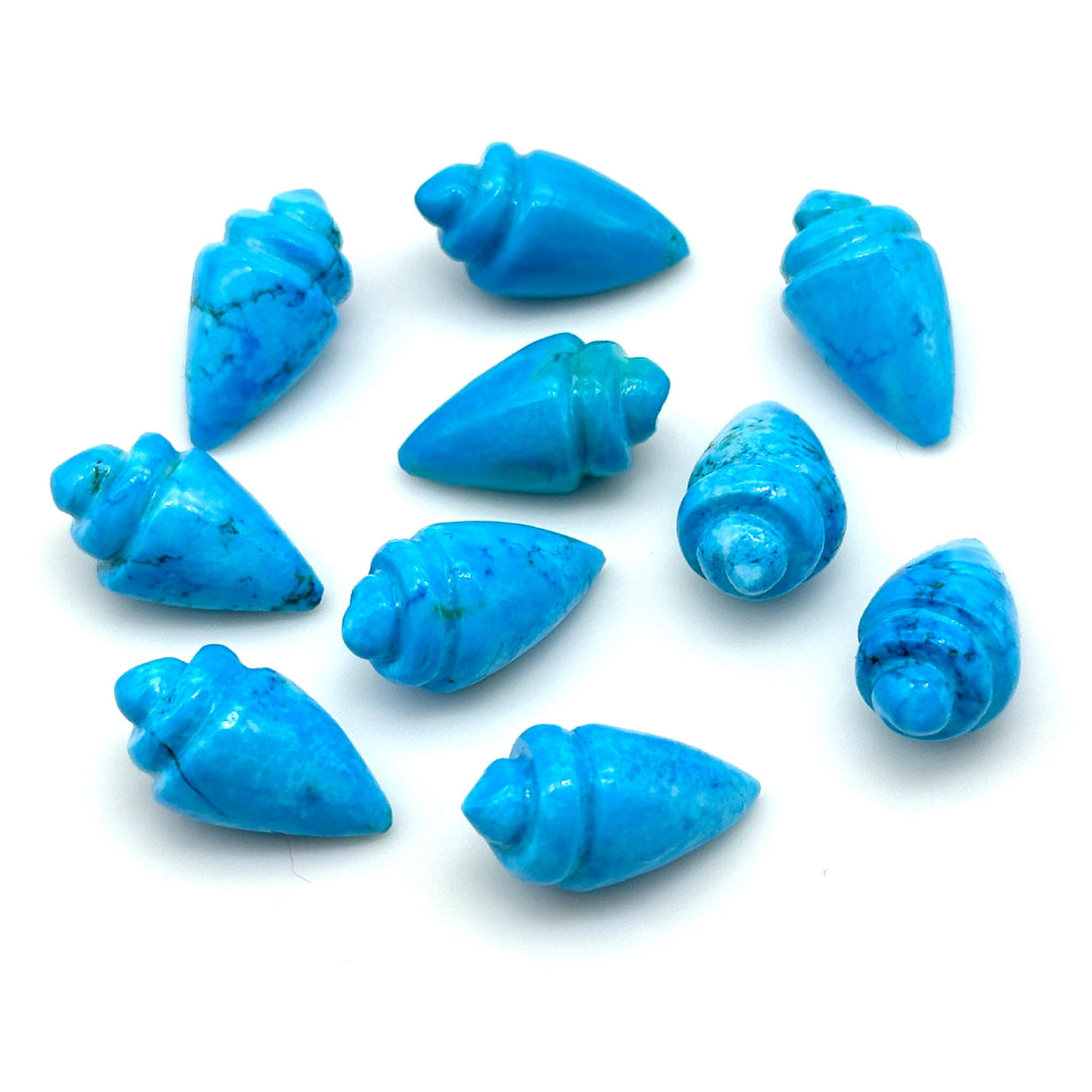 Blue Turquoise Conch Shell Shape Carving, Sea Turquoise Hand Carved Shell Shape Gemstone Beads, 18X10 MM, Loose Shell Gemstone