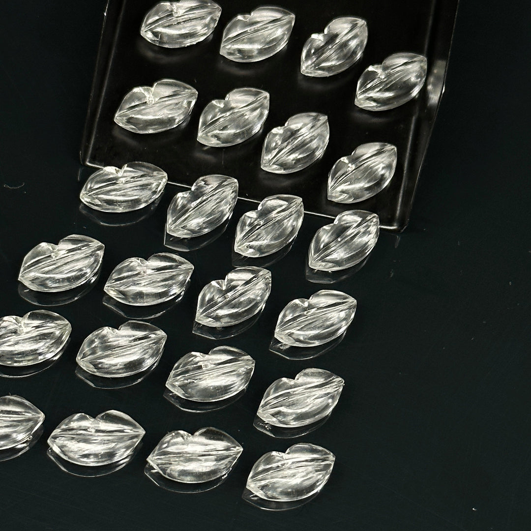Beautiful Natural Crystal Quartz Lips Shape Beads, Hand Carved Lips Shape Gemstone Beads, Lips Shape Gemstone Charm, 14X8 MM, Briolette Bead