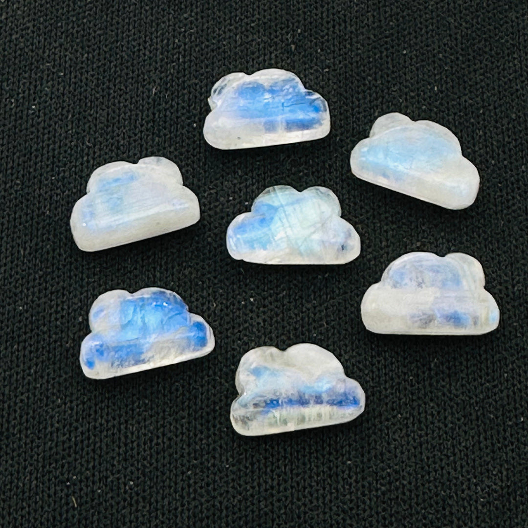 Flashy Rainbow Moonstone Clouds Shape Beads, Rainbow Smooth Cloud Beads, Carved Cloud Gemstone Charms, 12 MM, Loose Carved Briolettes