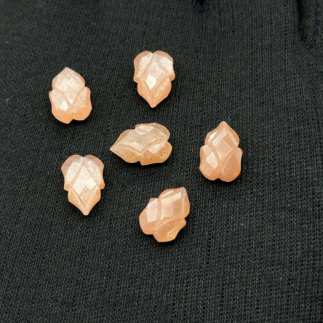 Peach Moonstone Leaf Shape Carving Beads, 9X13 MM Peach Moonstone Gemstone Briolette's, Leaves Shape Faceted Gemstone For Jewelry Making
