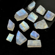 1 strand 20pcs AAA Quality Natural Flashy Blue Moonstone Rough slice briolette,rainbow moonstone gemstone for jewellery7-10mm