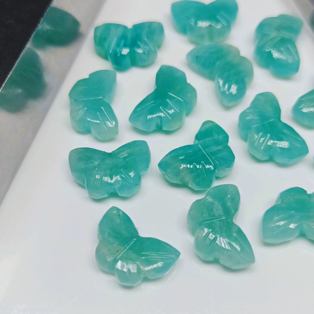 Natural Amazonite Butterfly Shape Carving, Amazonite Hand Carved Gemstone Loose Beads, Amazonite Briolette's for jewelry Making Charms12 MM