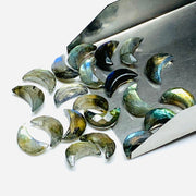 Flashy Labradorite Carved Moon Shape Beads, Hand Carved Moon Shape Gemstone Beads For Jewelry, Moon Shape Briolettes Charms Beads 12 MM