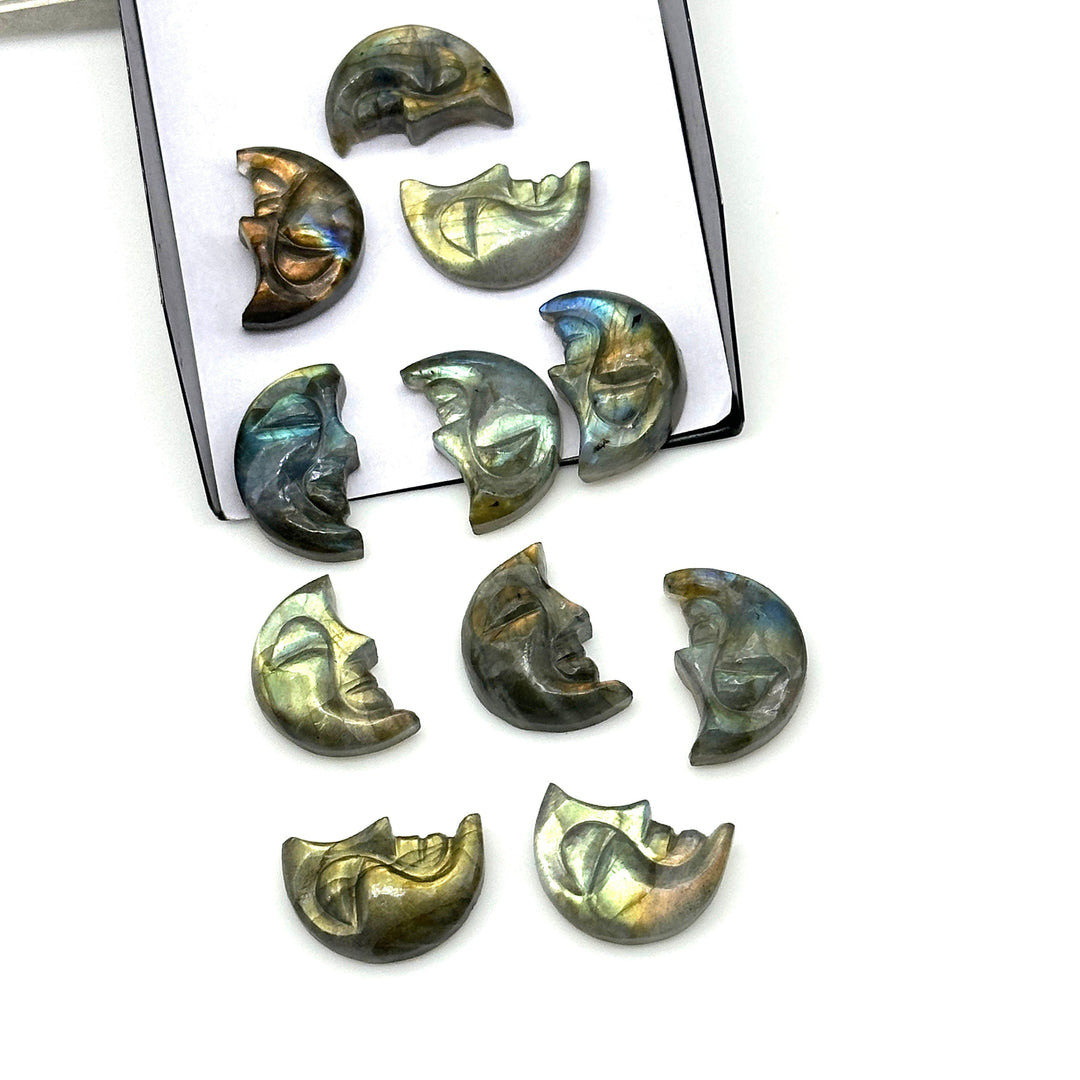 AAA Natural Labradorite Moon Face, Flashy Labradorite Carvings, 18X13 MM, Jewelry Making Carving Gemstone, Carved Face Crystal, Face Charm