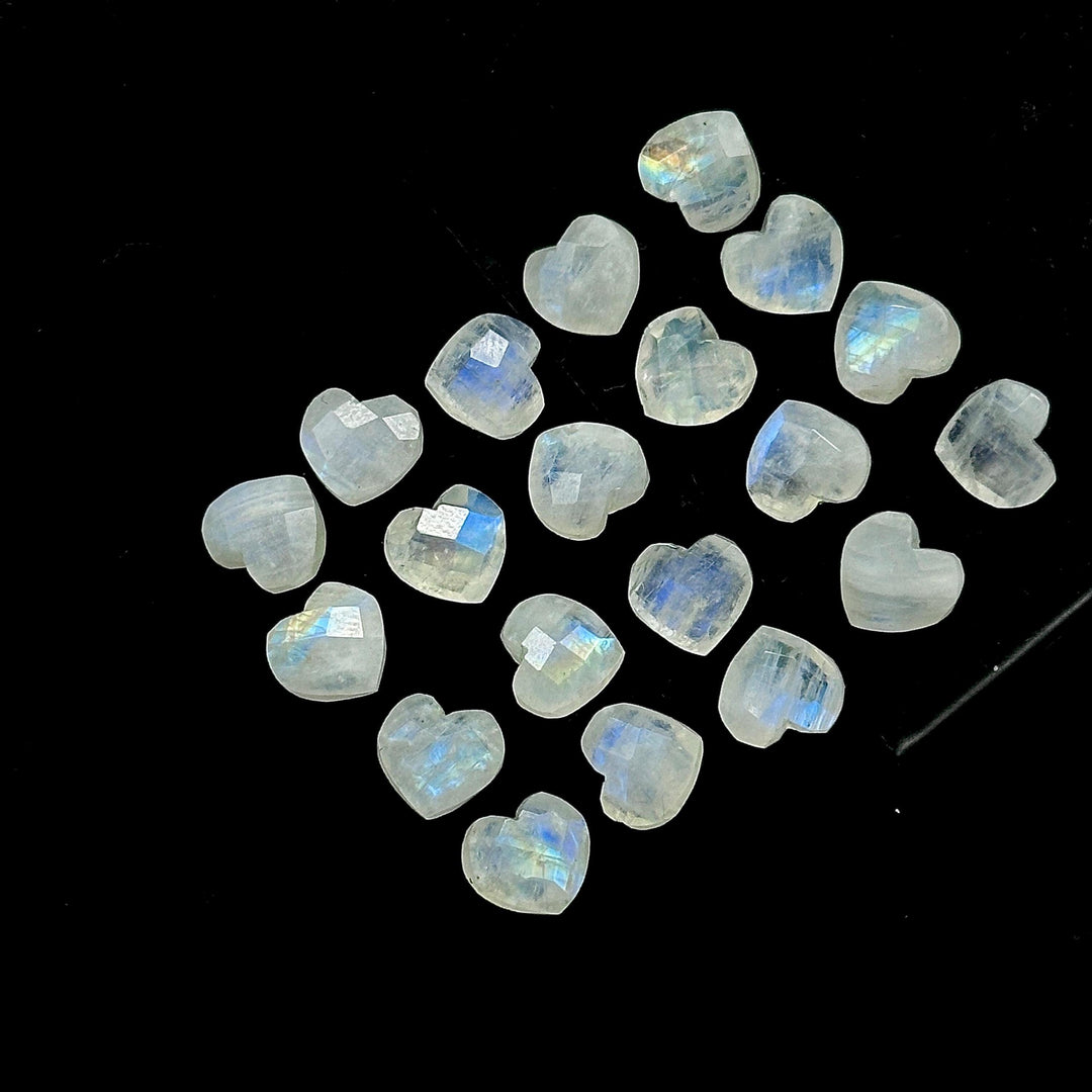 Flashy Rainbow Moonstone Heart Shape Briolette's, Faceted Heart Carving Gemstone for Jewelry Making, Blue Flash Beads, 8 MM, Heart Charms