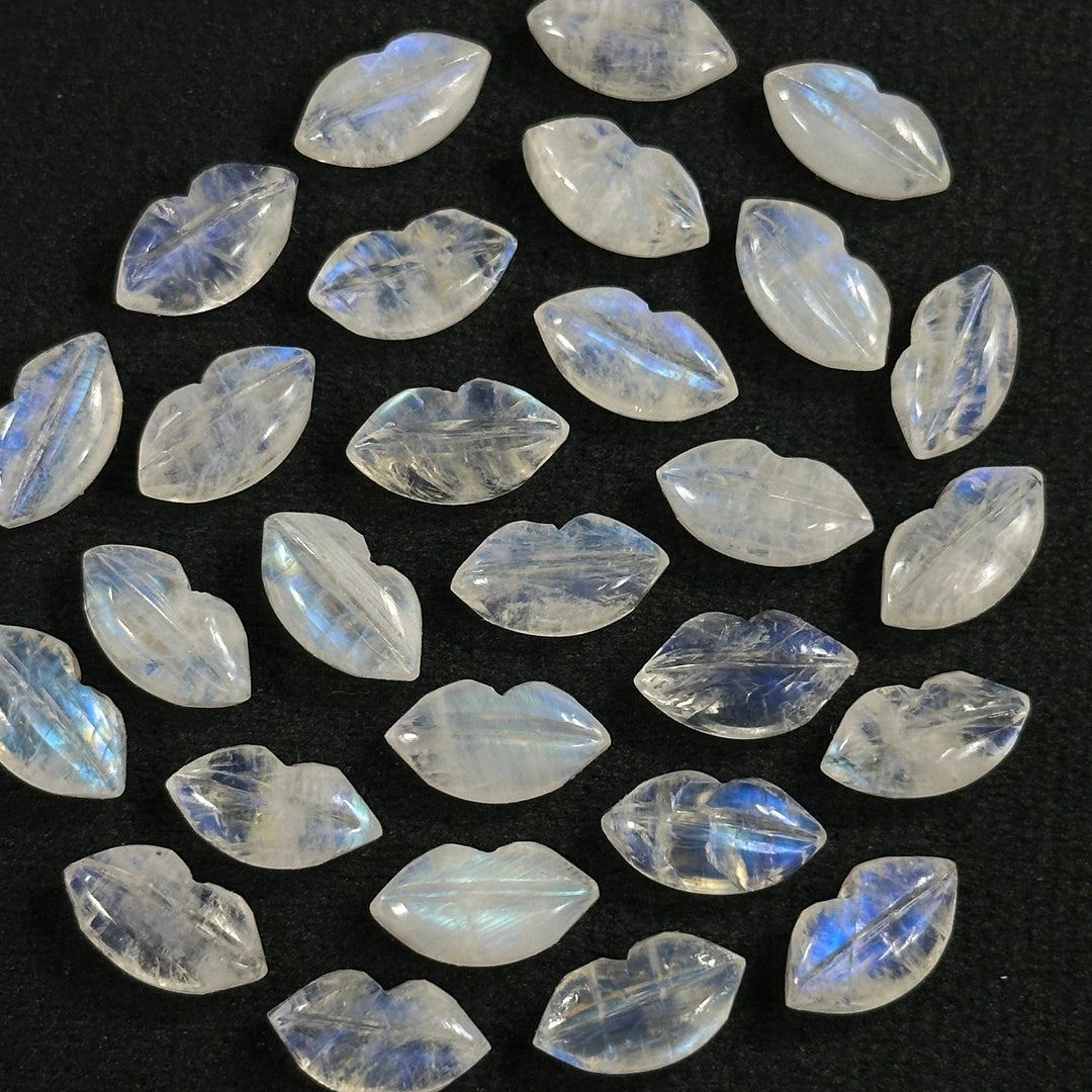 Shinning Rainbow Moonstone Carved Lips Shape Beads, Blue Flashy Lips Shape Gemstone Beads, Lips Briolette's 14X8 mm, Lips Shape Charm Beads
