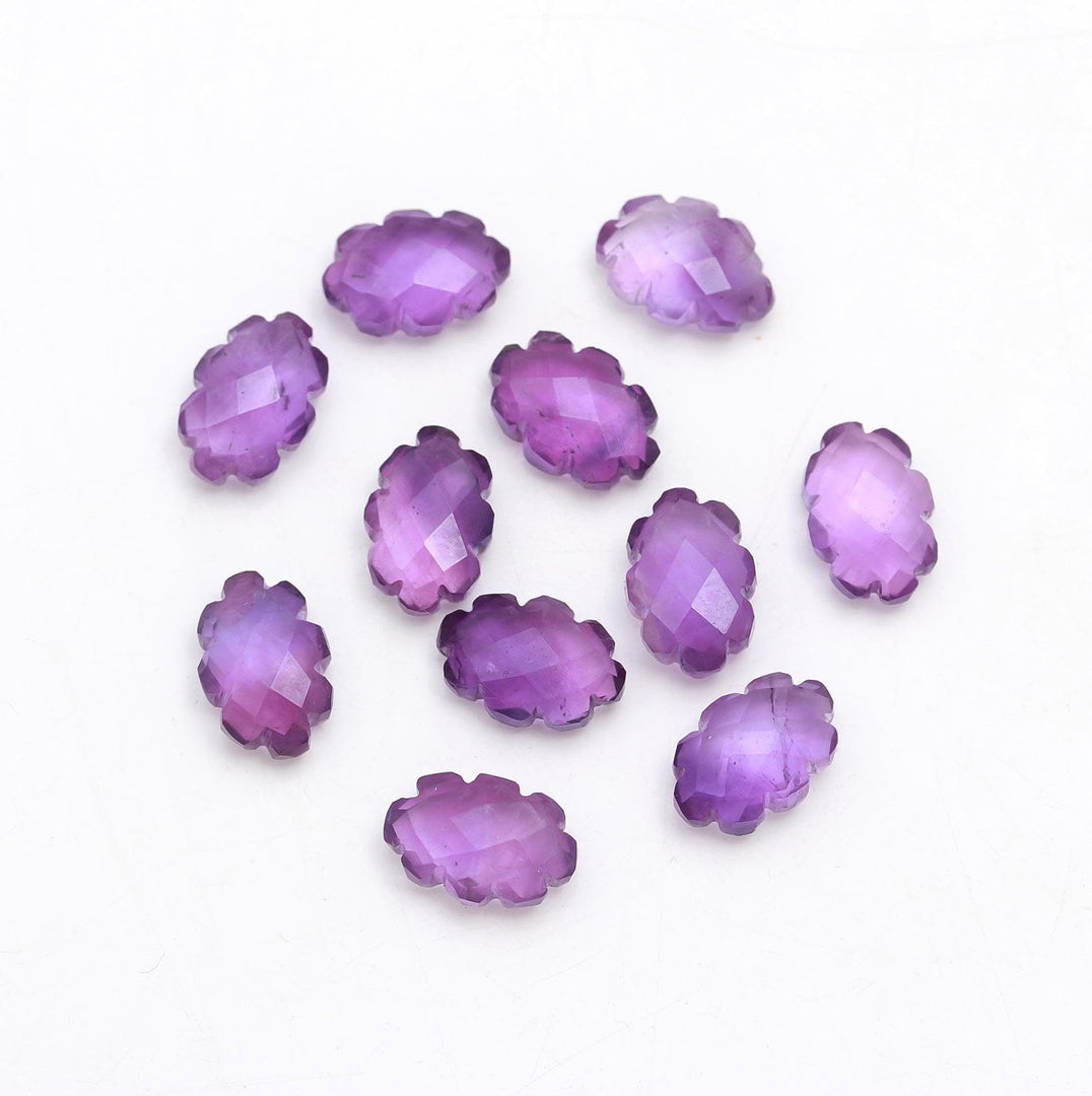 Purple Amethyst Clouds Shape Beads, Natural Amethyst Faceted Cloud Beads, Carved Amethyst Cloud Shape Charms, 12 MM, Loose Carved Briolettes