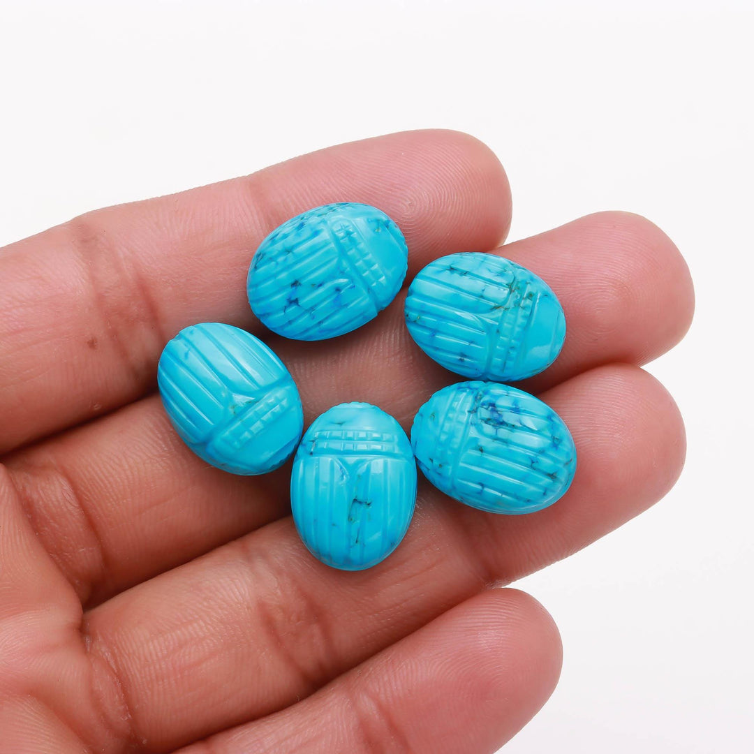 Blue Turquoise Scarab Carved Gemstone, Turquoise Scarab Carving Beads, Insect Beads, 16X12 MM, Home Decor Crystals, Reiki Healing