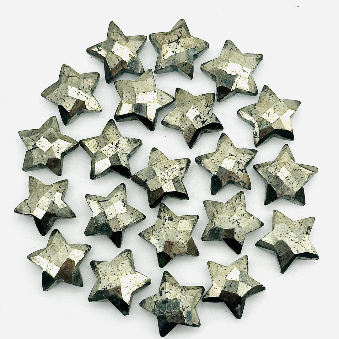 Natural Pyrite Star Shape Briolettes, AAA Pyrite Faceted Star Shape Beads, Fancy Star Stones for Jewelry Making, 15 MM Power Star Charms