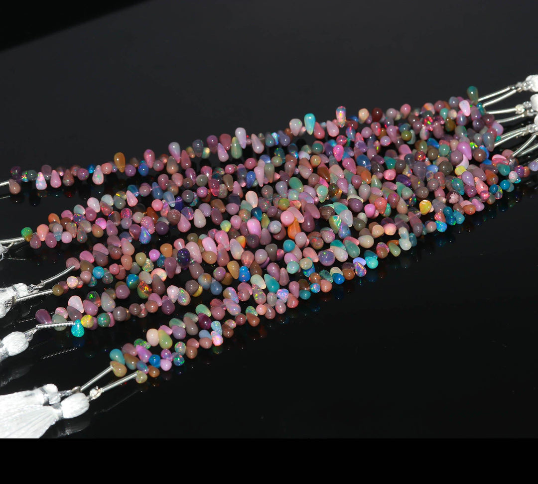 Multi Ethiopian Opal Smooth Drop Shape Beads, Colorful Opal Beads for Jewelry Making, Briolette's Beads, 5-8 MM