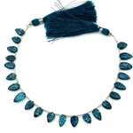 Load image into Gallery viewer, Fancy London Blue Topaz Leaf Shape Beads, Coated Blue Topaz Leaf Briolette's, Hand Carved Beads For Jewelry 8-11 mm, 8" Strand Loose Beads