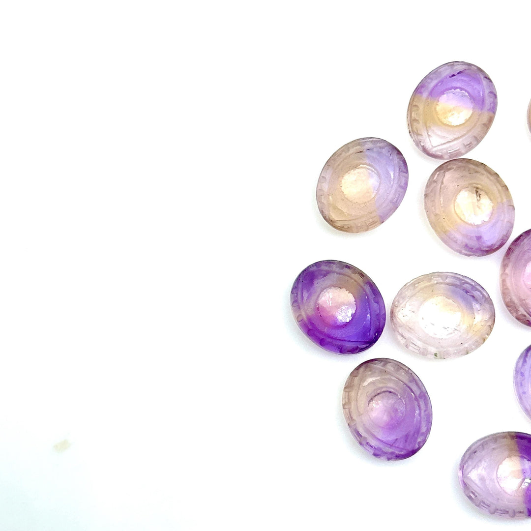 Natural Ametrine Carved Evil Eye Beads, Ametrine Evil Eye Charm Beads For Jewelry Making, Carving Beads, 10X12MM, Gemstone Protection Beads