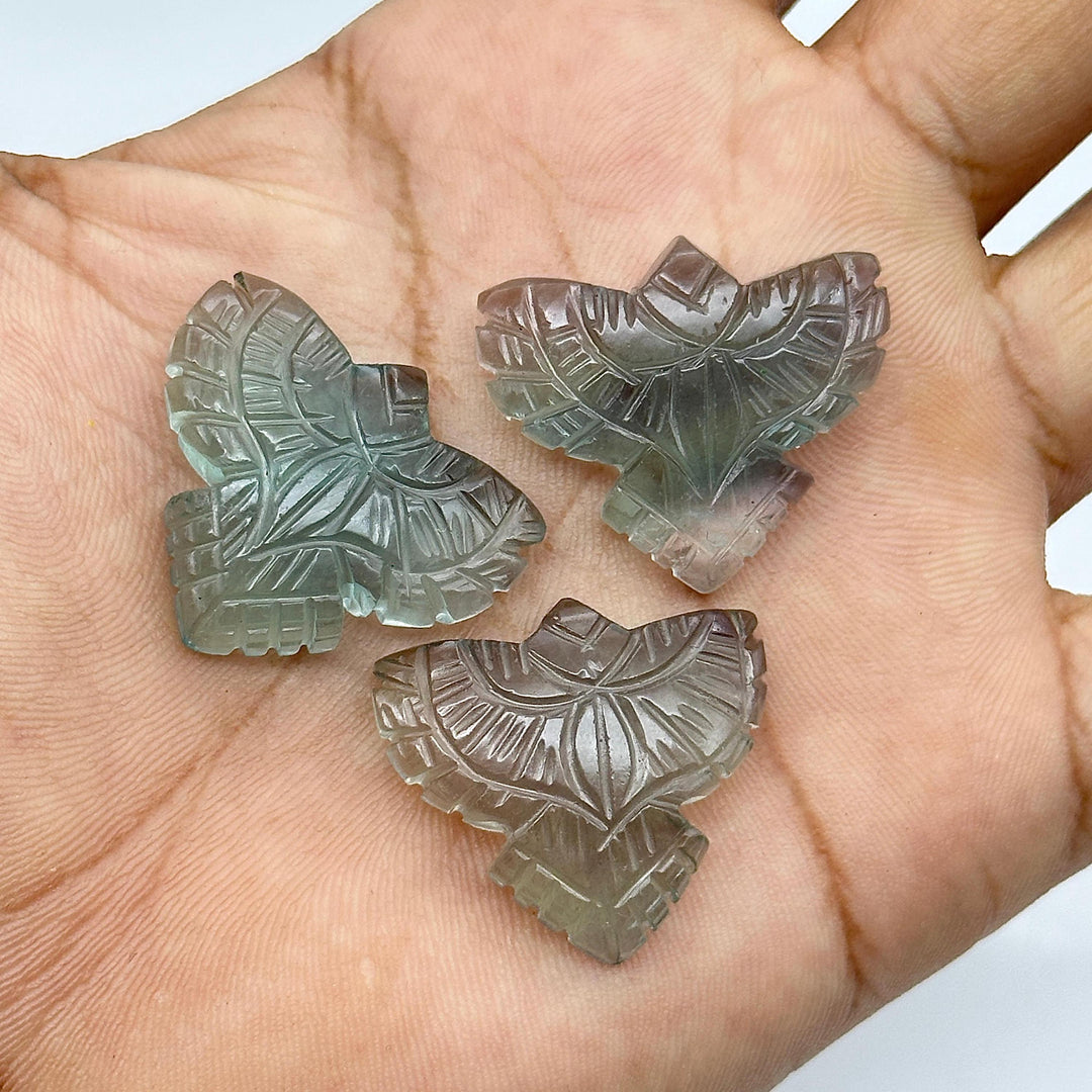Carved Green Fluorite Eagle Shape Stone, Natural Green Fluorite Hand Carved Eagle Shape Gemstone, Jewelry Making, Bird Shape Carving, 30 MM
