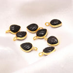 Load image into Gallery viewer, Natural Black Onyx Leaf Shape Pendant 15mm, 925 Sterling Silver Gold Plated Black Charms For Jewelry